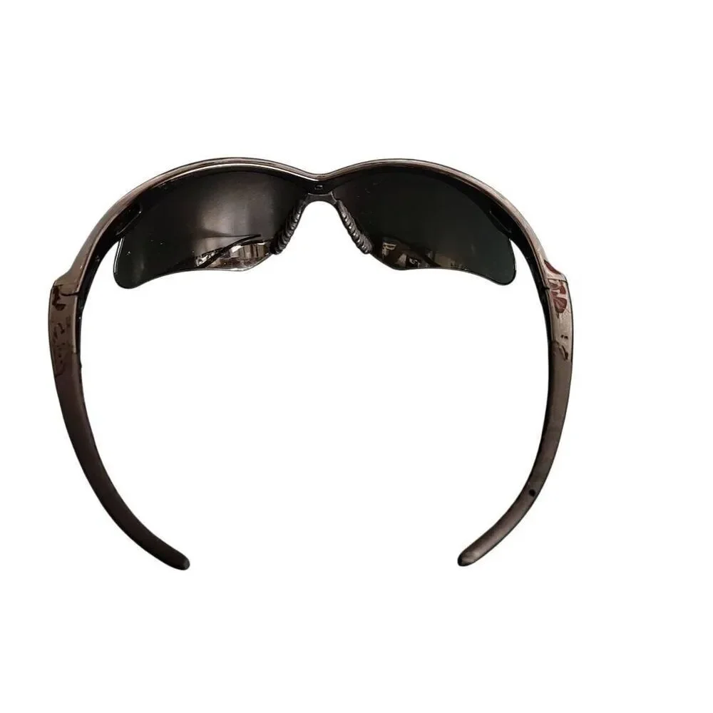 Nemesis Polished Black Gray Lens Sport Wrap Mens Biker Safety Sunglasses